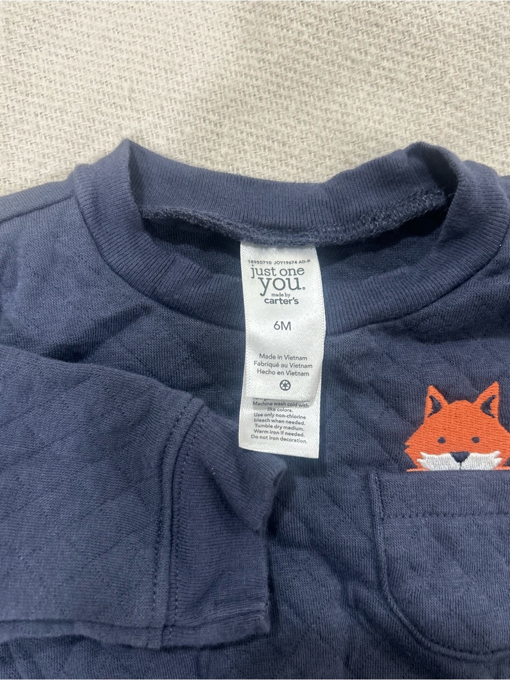 Navy Baby Fox Pullover Shirt